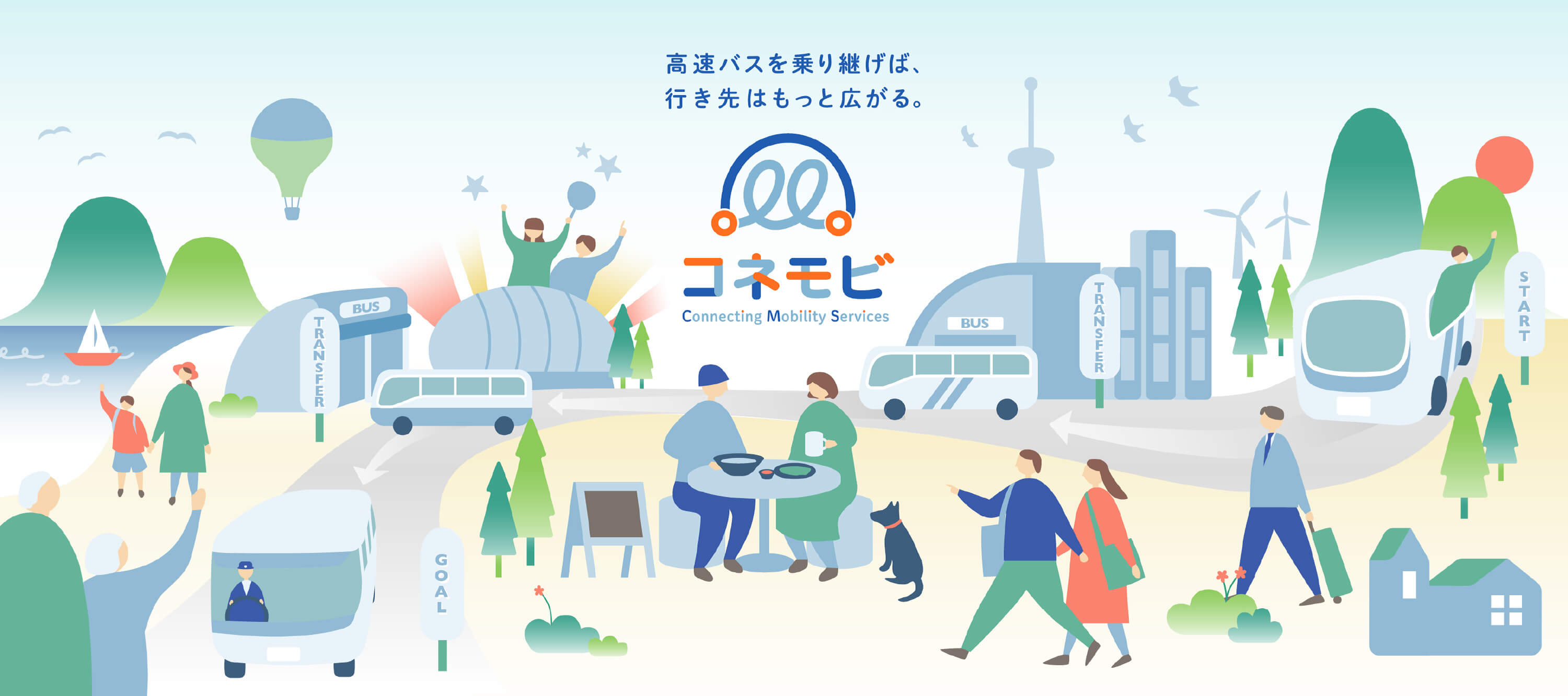 高速バスを乗り継げば、行き先はもっと広がる。コネモビ Connecting Mobility Services